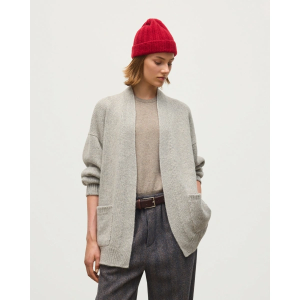 Johnstons of Elgin Bay Grey Marl Cashmere & Cotton Cardigan