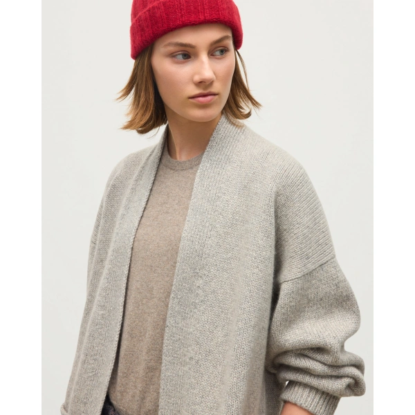 Johnstons of Elgin Bay Grey Marl Cashmere & Cotton Cardigan