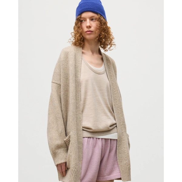 Johnstons of Elgin Bay Natural Marl Cashmere & Cotton Cardigan
