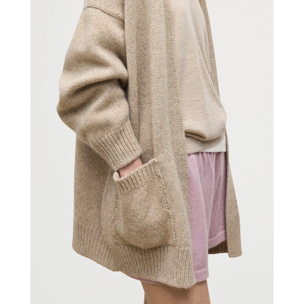 Johnstons of Elgin Bay Natural Marl Cashmere & Cotton Cardigan