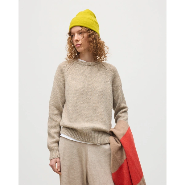 Johnstons of Elgin Bay Natural Marl Cashmere & Cotton Jumper