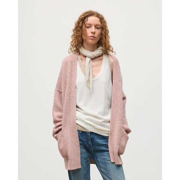 Johnstons of Elgin Bay Pink Marl Cashmere & Cotton Cardigan