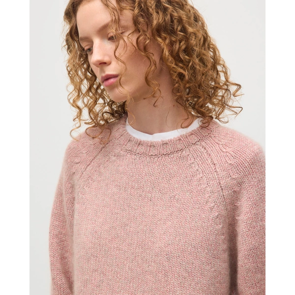 Johnstons of Elgin Bay Pink Marl Cashmere & Cotton Jumper