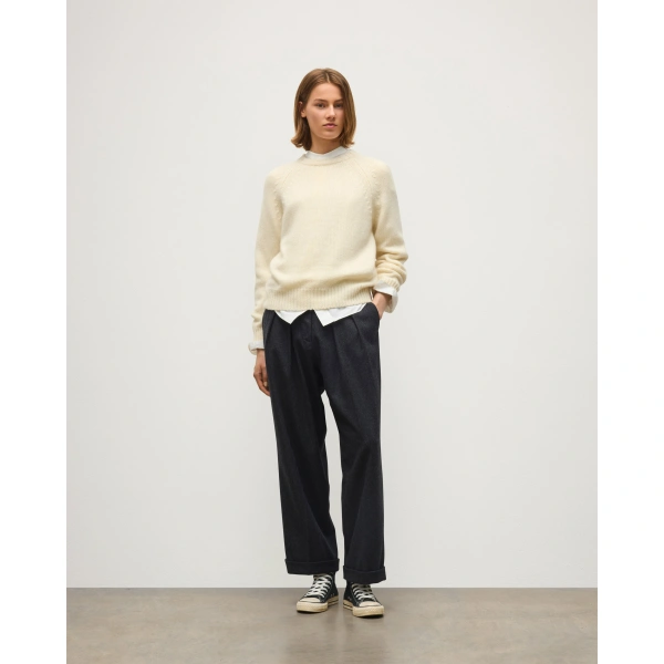 Johnstons of Elgin Bay White Marl Cashmere & Cotton Jumper