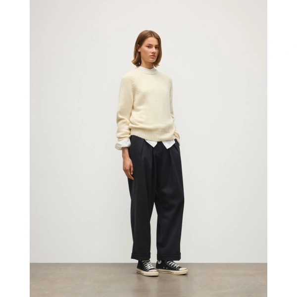 Johnstons of Elgin Bay White Marl Cashmere & Cotton Jumper