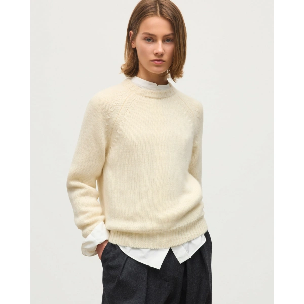 Johnstons of Elgin Bay White Marl Cashmere & Cotton Jumper