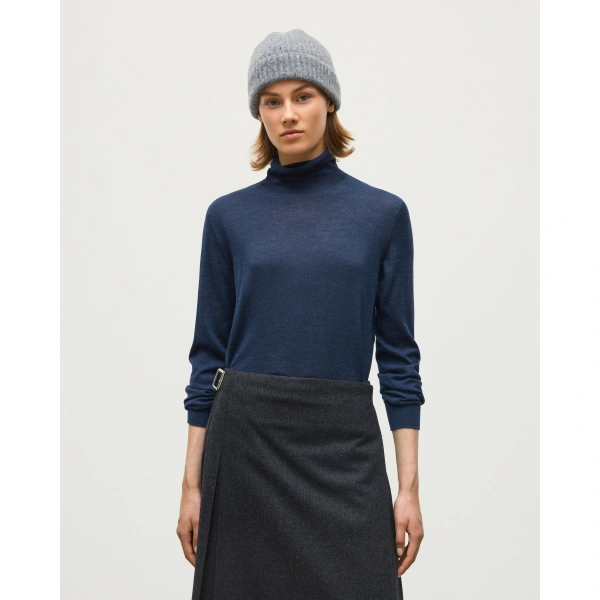 Johnstons of Elgin Beatrice Funnel Navy Superfine Cashmere Jumper