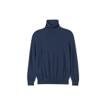 Johnstons of Elgin Beatrice Funnel Navy Superfine Cashmere Jumper | Sweaters | Coveti