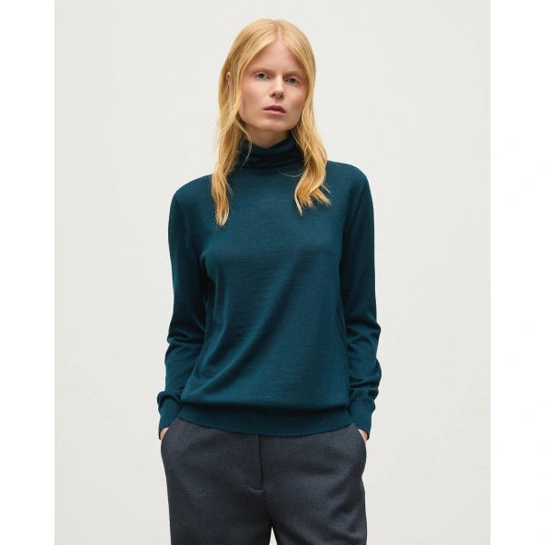 Johnstons of Elgin Beatrice Funnel Neck Green Superfine Cashmere Jumper