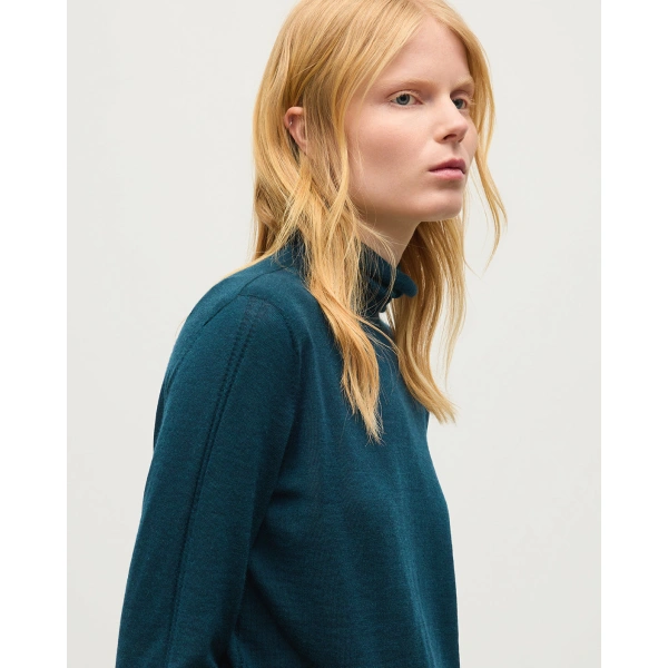 Johnstons of Elgin Beatrice Funnel Neck Green Superfine Cashmere Jumper