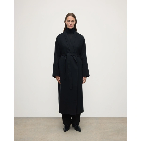 Johnstons of Elgin Black Cashmere Wrap Coat