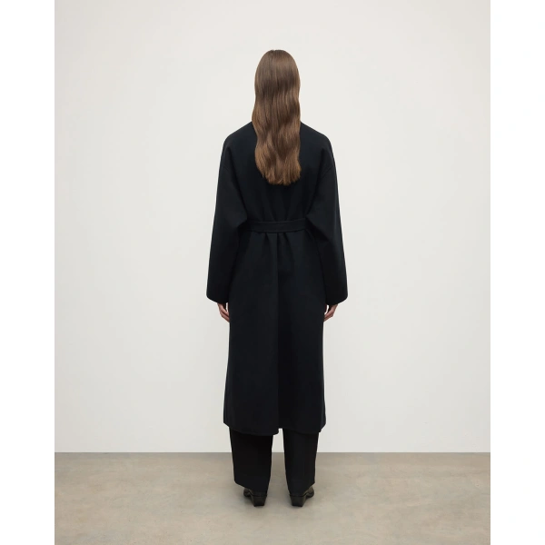 Johnstons of Elgin Black Cashmere Wrap Coat