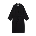 Johnstons of Elgin Black Cashmere Wrap Coat | Wool Coat | Coveti