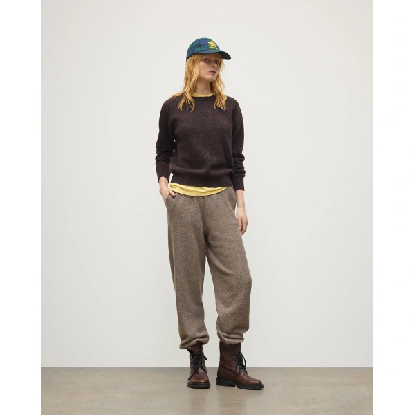 Johnstons of Elgin Blyth Brown Lambswool Jumper