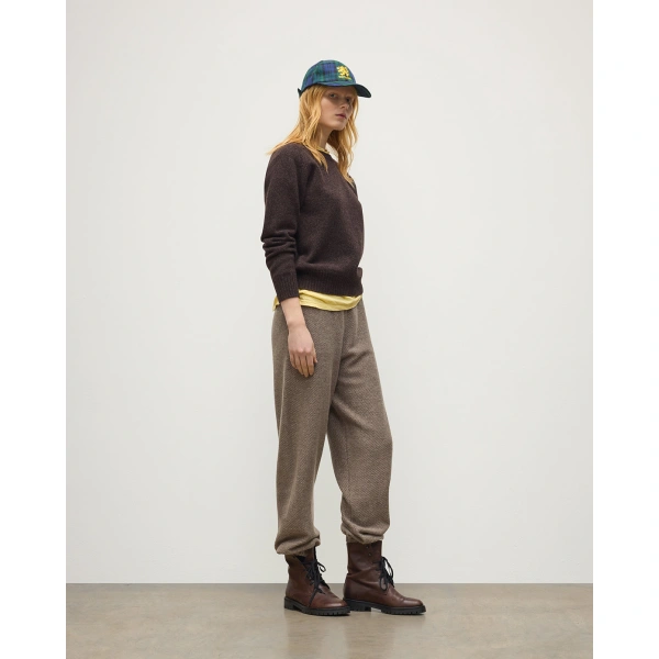 Johnstons of Elgin Blyth Brown Lambswool Jumper