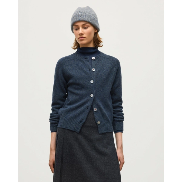 Johnstons of Elgin Blyth Grey Lambswool Cardigan