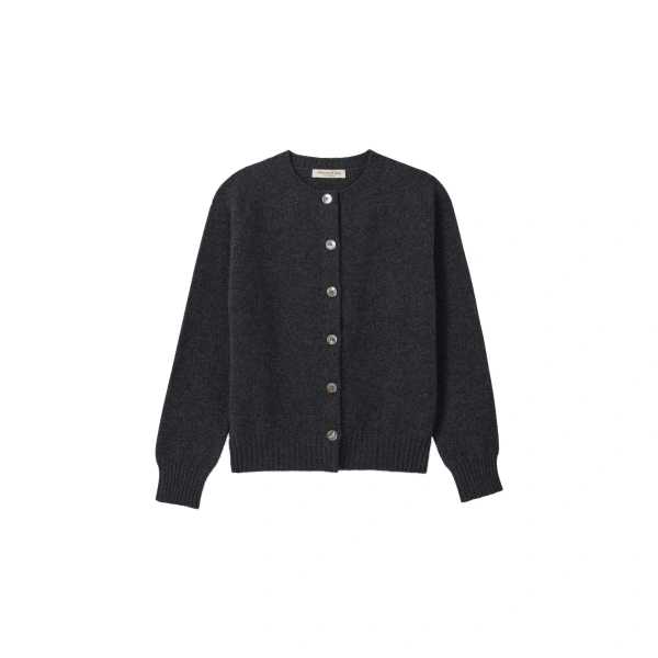Johnstons of Elgin Blyth Grey Lambswool Cardigan | Sweaters | Coveti