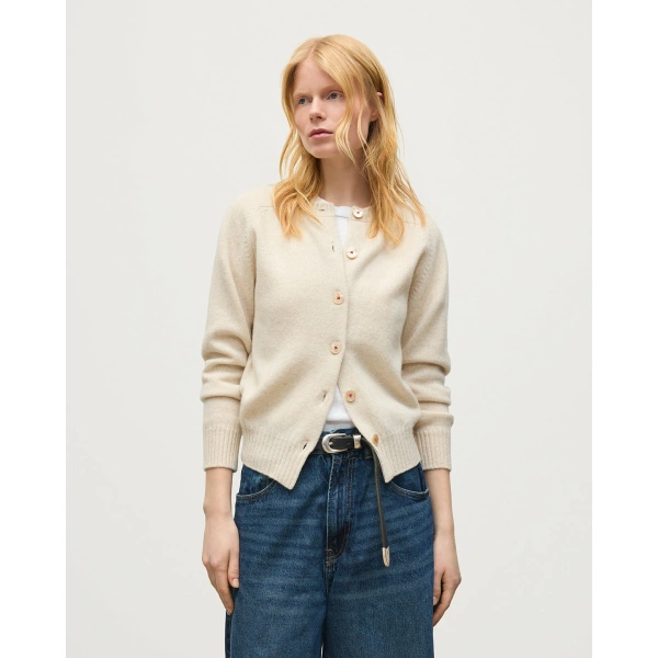 Johnstons of Elgin Blyth Natural Lambswool Cardigan