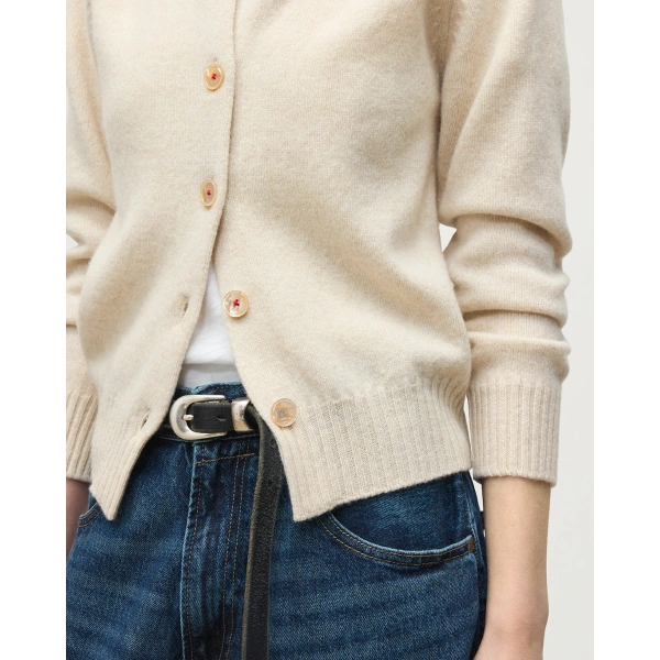 Johnstons of Elgin Blyth Natural Lambswool Cardigan