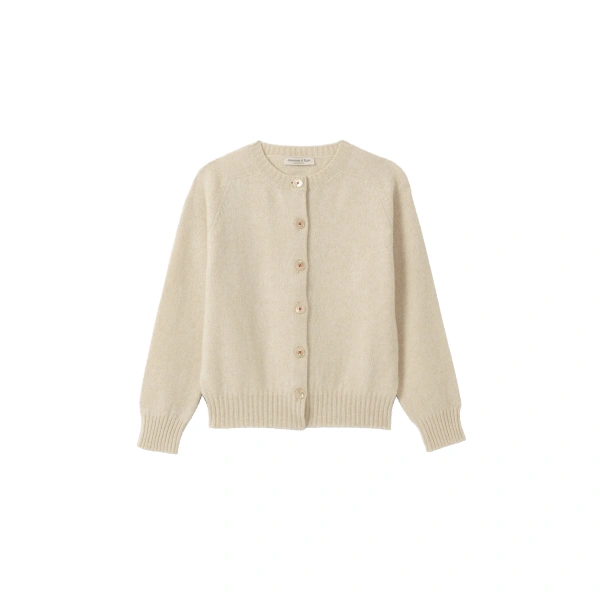 Johnstons of Elgin Blyth Natural Lambswool Cardigan | Cardigan | Coveti