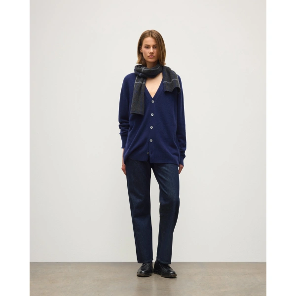 Johnstons of Elgin Boyce Blue Brushed Cashmere-Silk Cardigan