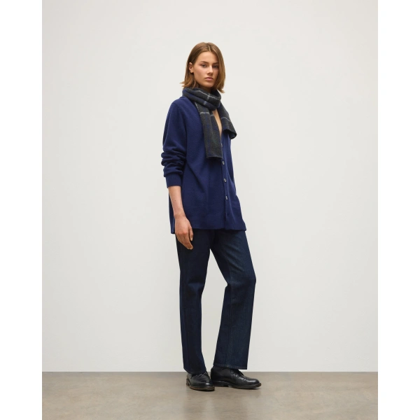 Johnstons of Elgin Boyce Blue Brushed Cashmere-Silk Cardigan