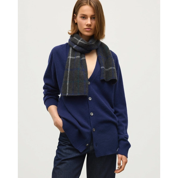 Johnstons of Elgin Boyce Blue Brushed Cashmere-Silk Cardigan