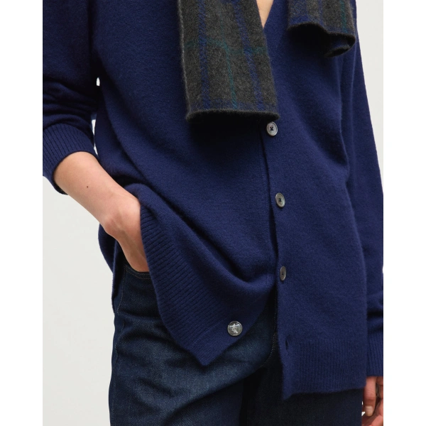 Johnstons of Elgin Boyce Blue Brushed Cashmere-Silk Cardigan