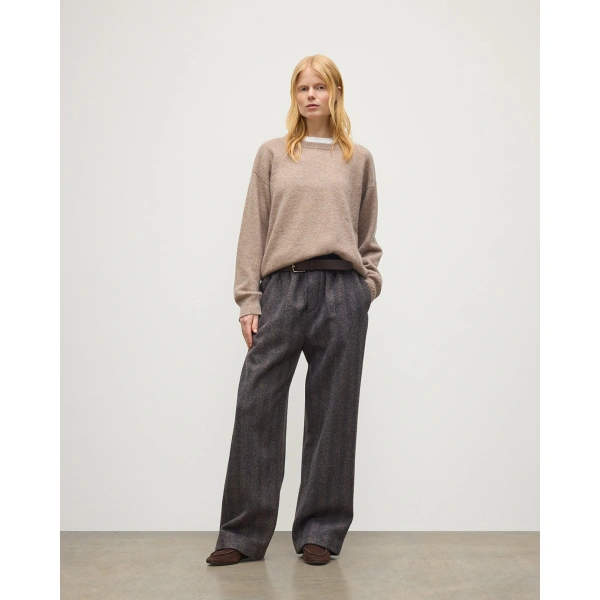 Johnstons of Elgin Boyce Brown Brushed Cashmere-Silk Jumper