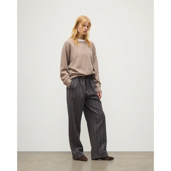 Johnstons of Elgin Boyce Brown Brushed Cashmere-Silk Jumper