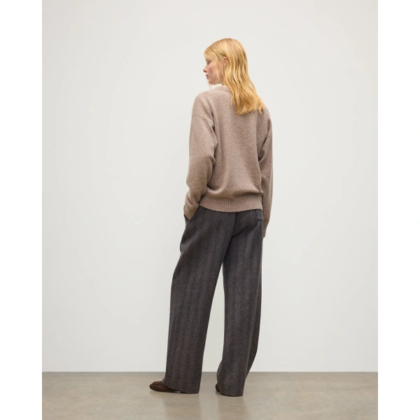 Johnstons of Elgin Boyce Brown Brushed Cashmere-Silk Jumper