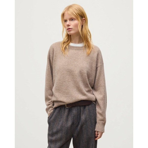 Johnstons of Elgin Boyce Brown Brushed Cashmere-Silk Jumper