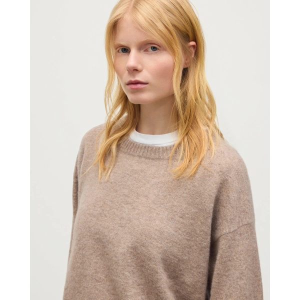 Johnstons of Elgin Boyce Brown Brushed Cashmere-Silk Jumper