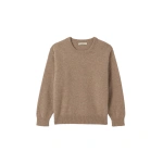 Johnstons of Elgin Boyce Brown Brushed Cashmere-Silk Jumper | Sweaters | Coveti