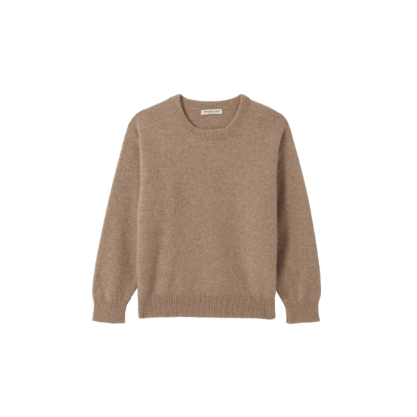 Johnstons of Elgin Boyce Brown Brushed Cashmere-Silk Jumper | Sweaters | Coveti