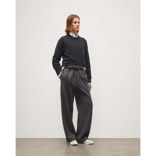 Johnstons of Elgin Boyce Grey Brushed Cashmere-Silk Jumper