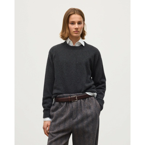 Johnstons of Elgin Boyce Grey Brushed Cashmere-Silk Jumper