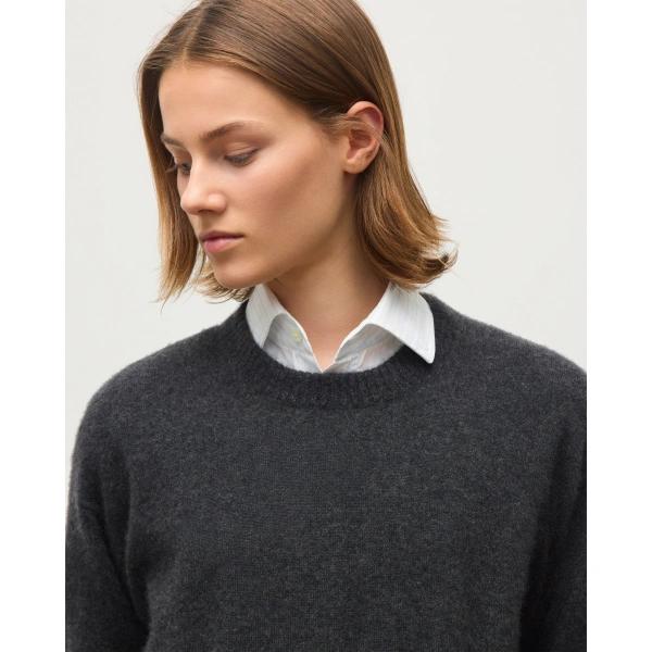 Johnstons of Elgin Boyce Grey Brushed Cashmere-Silk Jumper