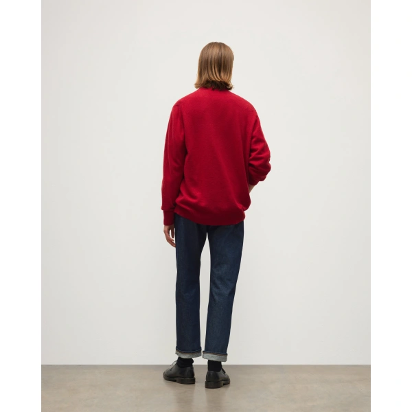 Johnstons of Elgin Boyce Red Brushed Cashmere-Silk Cardigan