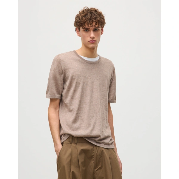 Johnstons of Elgin Boyd Light Brown Superfine Cashmere T-Shirt