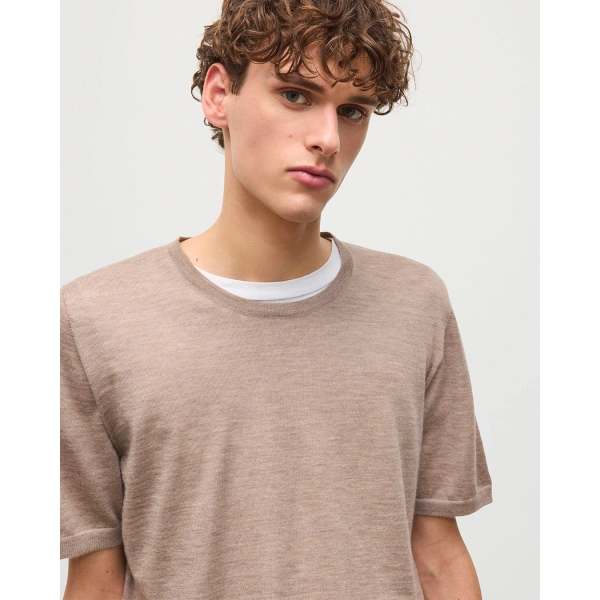 Johnstons of Elgin Boyd Light Brown Superfine Cashmere T-Shirt