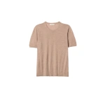 Johnstons of Elgin Boyd Light Brown Superfine Cashmere T-Shirt | T-Shirts | Coveti