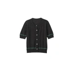 Johnstons of Elgin Brae Dark Grey Merino Short Sleeve Cardigan | Cardigan | Coveti