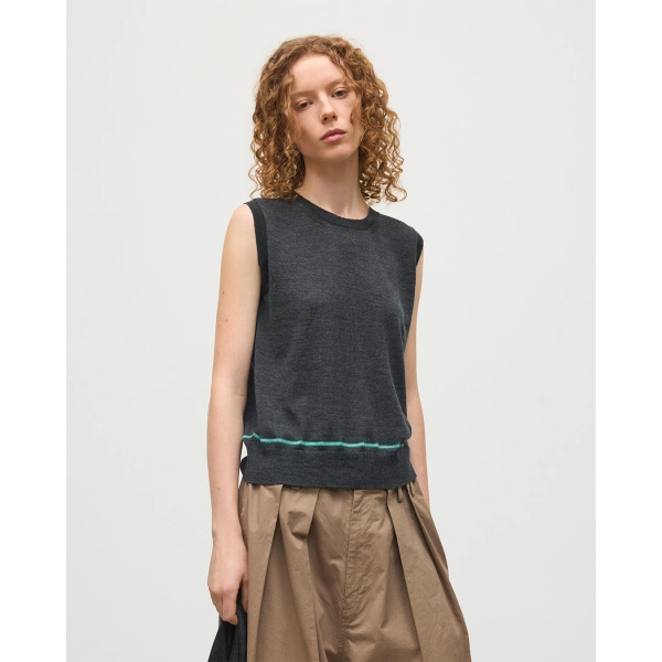 Johnstons of Elgin Brae Dark Grey Merino Sleeveless Tank