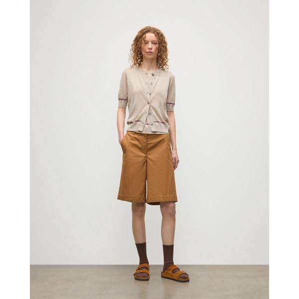 Johnstons of Elgin Brae Natural Merino Short Sleeve Cardigan