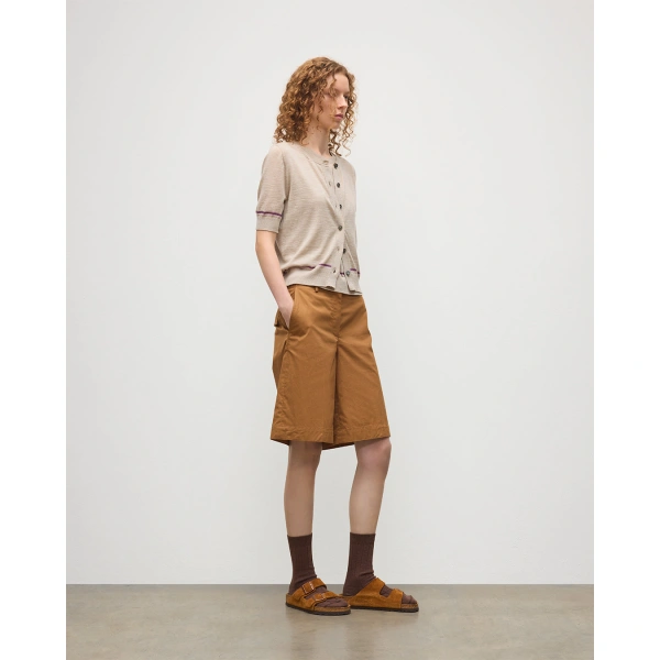Johnstons of Elgin Brae Natural Merino Short Sleeve Cardigan