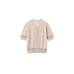 Johnstons of Elgin Brae Natural Merino Short Sleeve Cardigan | Cardigan | Coveti