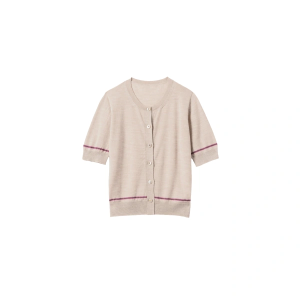 Johnstons of Elgin Brae Natural Merino Short Sleeve Cardigan | Cardigan | Coveti