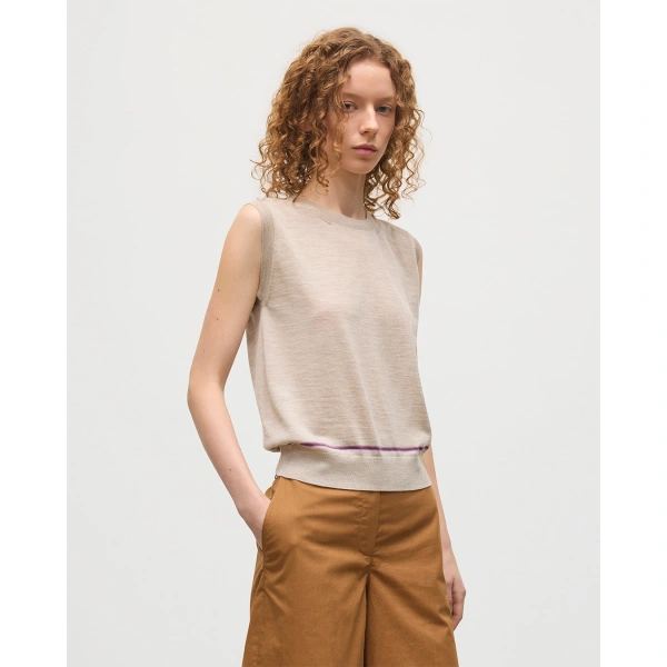 Johnstons of Elgin Brae Natural Merino Sleeveless Tank