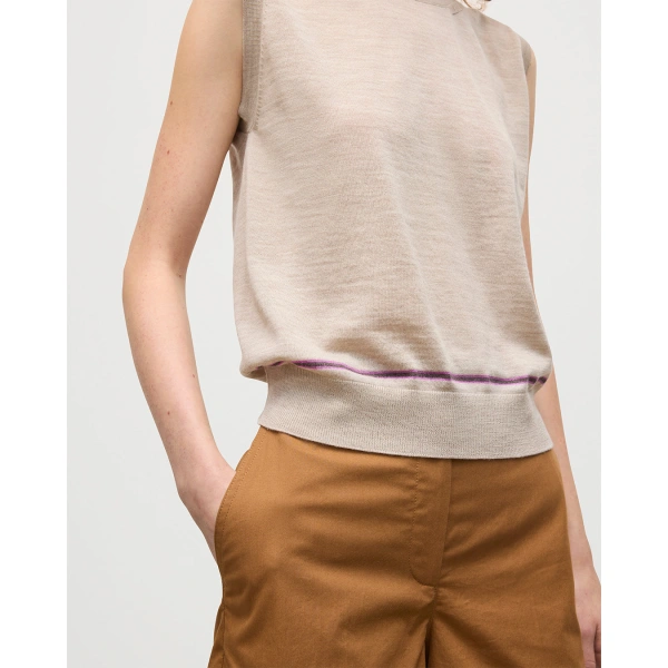 Johnstons of Elgin Brae Natural Merino Sleeveless Tank